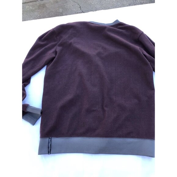 VANS Poly Cotton Button Up Cardigan Sweater Maroon Gray Men’s L Retro Jacket EUC - Picture 5 of 14